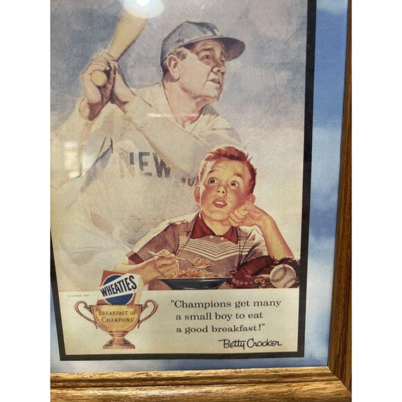 Framed Reproduction Babe Ruth Wheaties Breakfast of Champions Print Yankees - Picture 3 of 6